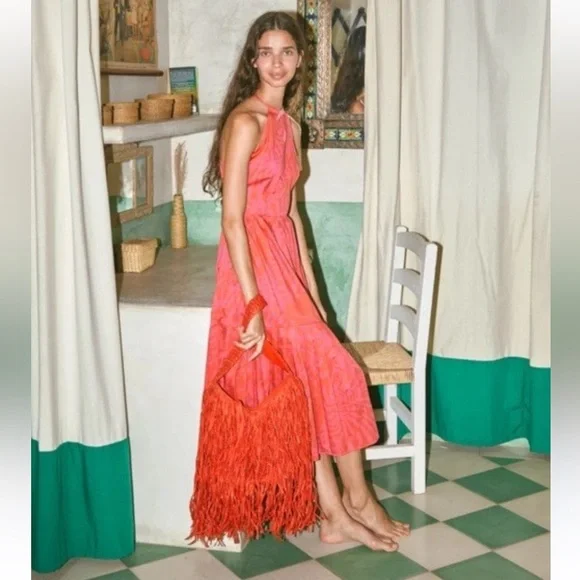 slim fit dress slacks West K Women's Alexis Tiered Halter Maxi - Small
